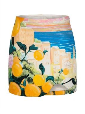 RARE H&M Mediterranean lemon print mini skirt